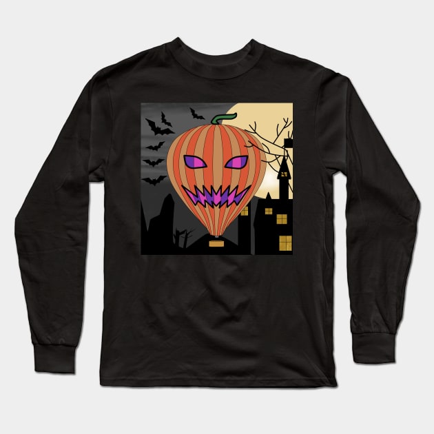 Hot Air Balloon Halloween. Long Sleeve T-Shirt by LuarJaringan